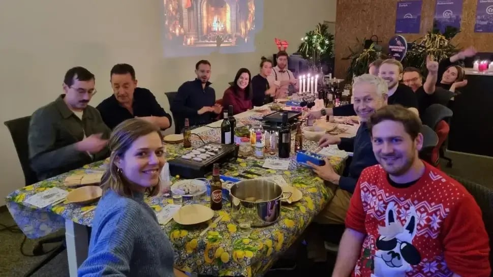 rready team at Christmas dinner