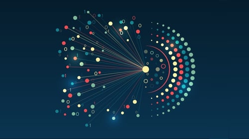 Sorting a large amount of data on a dark background. Structuring the flow of information. Data analytics concept. Blogpost about predictive analytics.