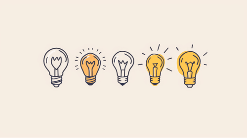 4 lightbulbs in different stages of working, blogpost about zombie innovation projects.